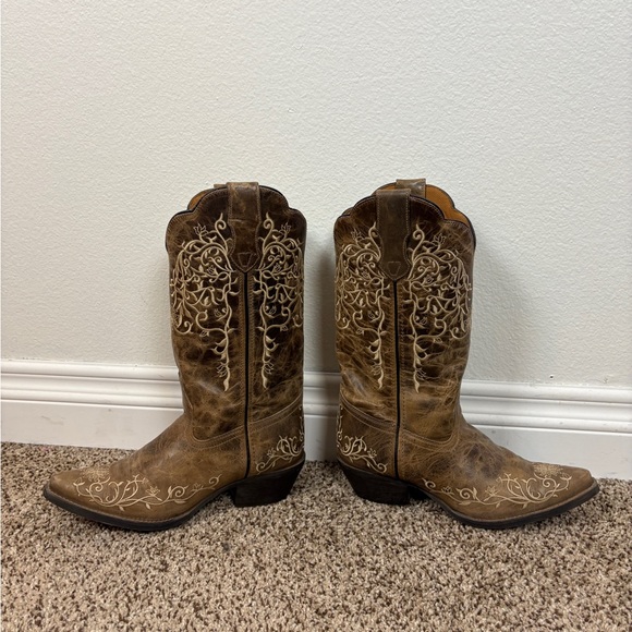 Laredo Jasmin Embroidered 12in Vine Embroidered Distressed Cowboy Boots 8.5 - Picture 3 of 7